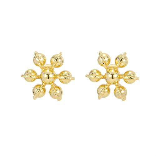 Brass Stud Earring Flower plated fashion jewelry & for woman nickel lead & cadmium free Sold By Pair