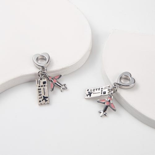 Zink legering emalje vedhæng, Zinc Alloy, Airplane, sølvfarvet forgyldt, du kan DIY, nikkel, bly & cadmium fri, 2x1x3mm, Solgt af PC