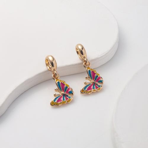 Zinc Alloy Enamel Pendants Butterfly gold color plated DIY nickel lead & cadmium free Sold By PC