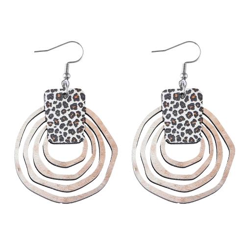 Wood Earring with 304 Stainless Steel printing & for woman & hollow Sold By Pair