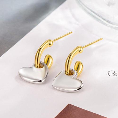 Brass Stud Earring plated fashion jewelry & for woman & two tone Sold By Pair