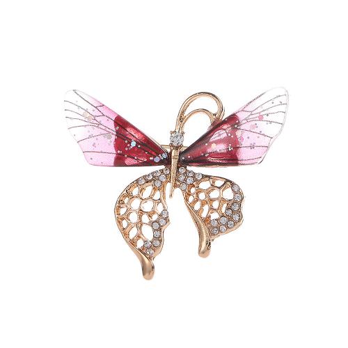 Zinc Alloy Brocher, med Resin, Butterfly, forgyldt, for kvinde & med rhinestone, guld, Solgt af PC