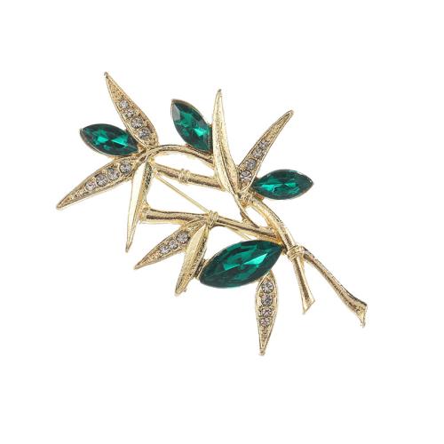 Zinc Alloy Brooches Bamboo plated for woman & with rhinestone gold Sold By PC