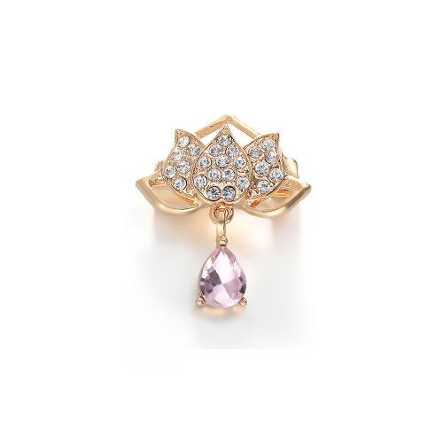 Zinc Alloy Brooches petals plated for woman & with rhinestone gold Sold By PC