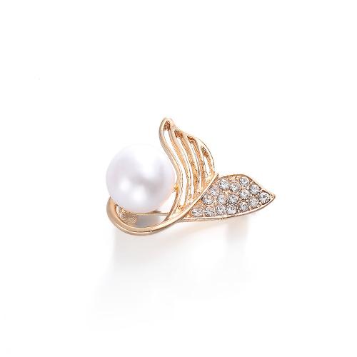 Zinc Alloy Brooches with Plastic Pearl plated for woman & with rhinestone gold Sold By PC