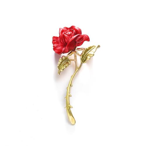 Zinklegering broches, Zinc Alloy, Rose, plated, voor vrouw & glazuur, goud, Verkocht door PC