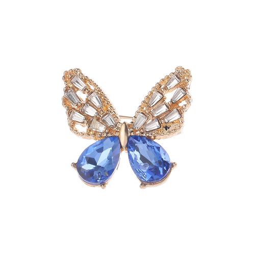 Zinc Alloy Brooches with Crystal Butterfly plated for woman & with rhinestone gold Sold By PC