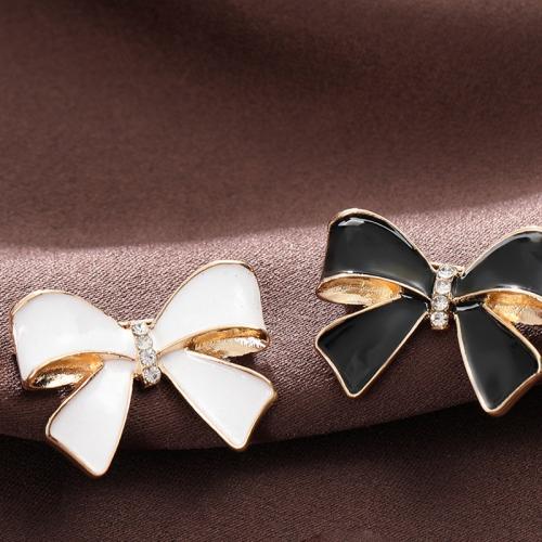 Zinc Alloy Brocher, Bowknot, forgyldt, for kvinde & emalje & med rhinestone, flere farver til valg, Solgt af PC