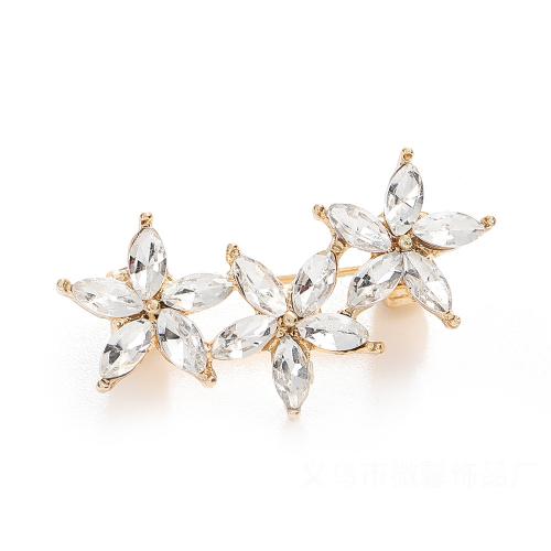 Zinc Alloy Brooches petals plated for woman & with rhinestone gold Sold By PC