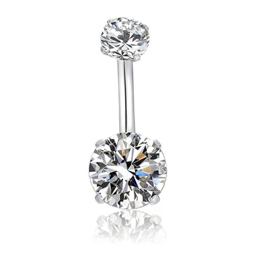 304 Stainless Steel Belly Ring plated & micro pave cubic zirconia & for woman Sold By PC