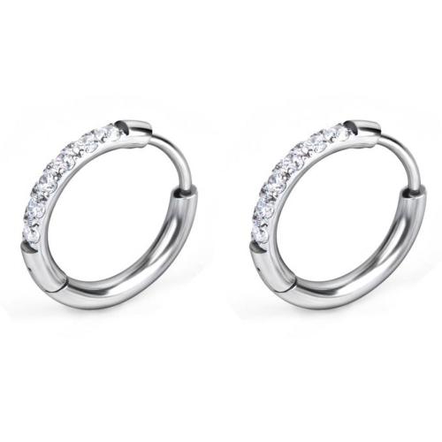 Stainless Steel Huggie Hoop Earring 304 Stainless Steel Unisex & micro pave cubic zirconia Sold By PC