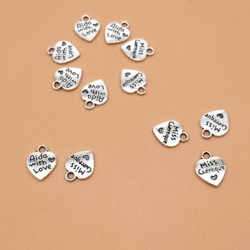 Zinc Alloy Heart Pendler, forgyldt, du kan DIY, flere farver til valg, 12x10mm, 100pc'er/Bag, Solgt af Bag