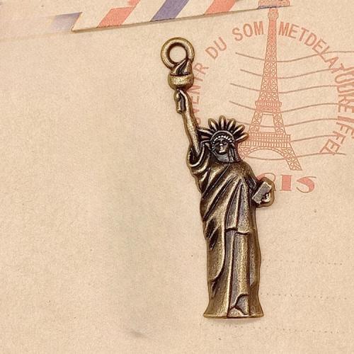 Ciondoli in lega di zinco, lega in zinco, Lady Liberty, placcato bronzo antico, DIY, 48x14x3mm, 100PC/borsa, Venduto da borsa