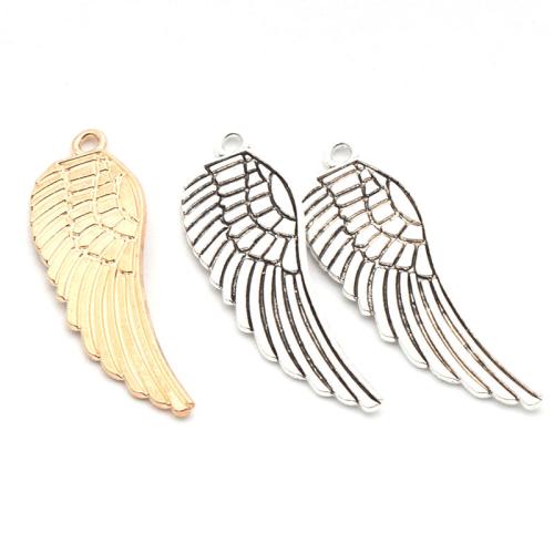 Wing Shaped Zinc Alloy Privjesci, Cink Alloy, pozlaćen, možete DIY, više boja za izbor, 47.70x15.50x1.40mm, 100računala/Torba, Prodano By Torba