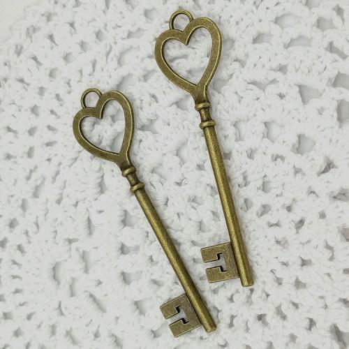 Zinc Alloy Key Pendler, Nøgle, forgyldt, du kan DIY, flere farver til valg, 81.50x22mm, 100pc'er/Bag, Solgt af Bag