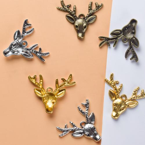 Zinc Alloy Flower Pendler, Deer, forgyldt, du kan DIY, flere farver til valg, 30x33mm, 100pc'er/Bag, Solgt af Bag