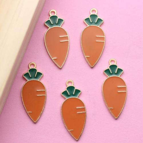 Zinc Alloy Enamel Pendants Carrot gold color plated DIY Sold By Bag