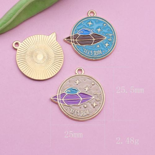 Zink legering emalje vedhæng, Zinc Alloy, Saucer, guldfarve belagt, du kan DIY, flere farver til valg, 25.30x25.70mm, 100pc'er/Bag, Solgt af Bag