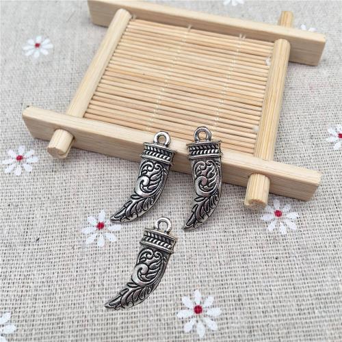 Zinc Alloy Pendants Horn antique silver color plated DIY Sold By Bag