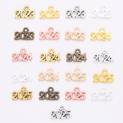 Pendentif alphabet en zinc, alliage de zinc, numéro, Placage, DIY & styles différents pour le choix, plus de couleurs à choisir, 9x14mm, 100PC/sac, Vendu par sac