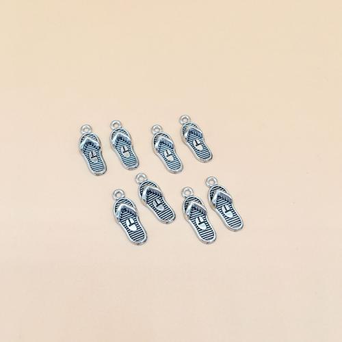 Cink ötvözet Shoes Medálok, Papucs, antik ezüst színű bevonattal, DIY, 21x8mm, 100PC-k/Bag, Által értékesített Bag