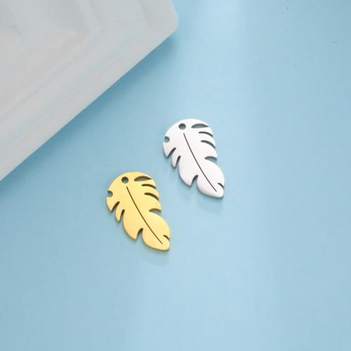 Stainless Steel Pendants 304 Stainless Steel Leaf DIY Sold By PC