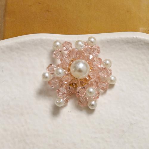 Hair Accessories DIY Findings Crystal with Plastic Pearl Flower handmade 30mm Sold By PC