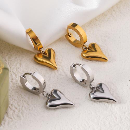 Huggie Hoop Drop Earring 304 Stainless Steel Heart fashion jewelry & for woman 30mm Sold By Pair