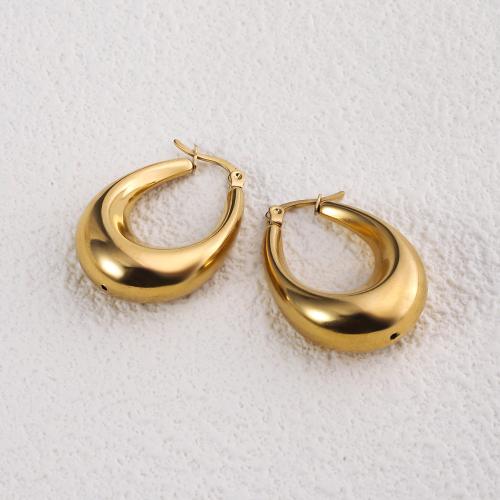 Stainless Steel Lever Terug Earring, 304 roestvrij staal, 18K verguld, mode sieraden & voor vrouw, gouden, 33mm, Verkocht door pair