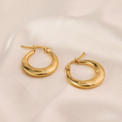 Stainless Steel Lever Terug Earring, 304 roestvrij staal, 18K verguld, mode sieraden & voor vrouw, gouden, 25x21mm, Verkocht door pair