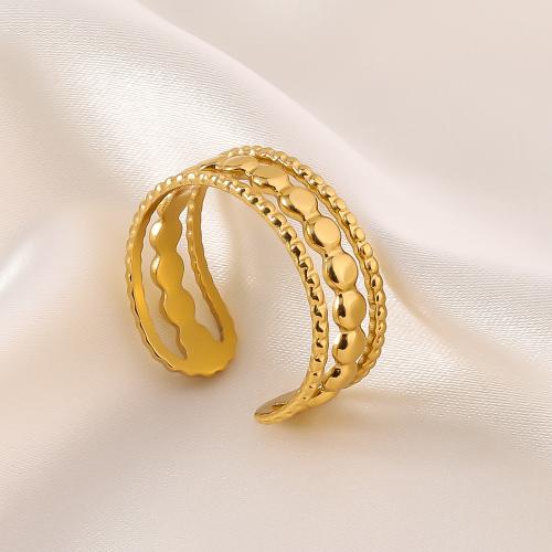 Stainless Steel Finger Ring 304 Stainless Steel 18K gold plated Adjustable & fashion jewelry & for woman golden Sold By PC