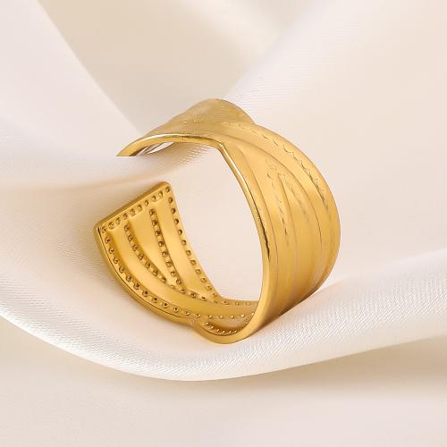 Stainless Steel Finger Ring 304 Stainless Steel 18K gold plated Adjustable & fashion jewelry & for woman golden Sold By PC