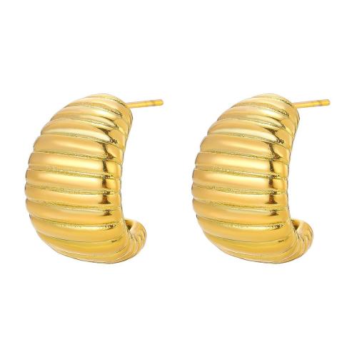 Stainless Steel Stud Earrings 304 Stainless Steel fashion jewelry & for woman golden Sold By Pair