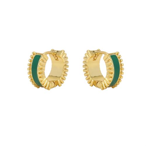 Boucle d'oreille Creole cerceau laiton, Placage de couleur d'or, bijoux de mode & pour femme & émail, plus de couleurs à choisir, protéger l'environnement, sans nickel, plomb et cadmium, 10x12x5mm, Vendu par paire