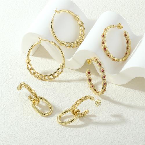 Cúbicos Circonia Pendiente Latón Micro pavimenta, metal, chapado en color dorado, Joyería & diferentes estilos para la opción & micro arcilla de zirconia cúbica & para mujer, más colores para la opción, libre de níquel, plomo & cadmio, Vendido por Par