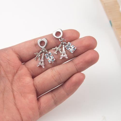 Zinc Alloy Enamel Pendants Airplane silver color plated DIY nickel lead & cadmium free Sold By PC