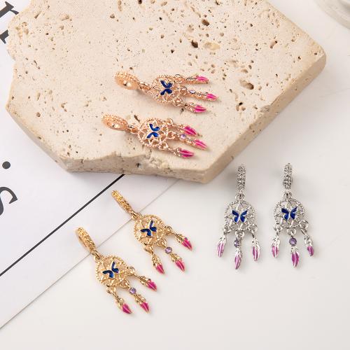 Zinc Alloy Enamel Pendants Dream Catcher plated DIY & with rhinestone nickel lead & cadmium free Sold By PC