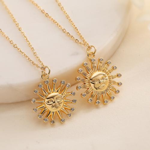 Cubic Zircon Micro Pave Brass Necklace with Plastic Pearl Sun gold color plated & micro pave cubic zirconia & for woman nickel lead & cadmium free Sold By PC