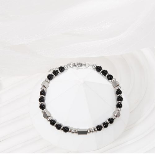 Stainless Steel Jewelry Bracelet 304 Stainless Steel with Natural Stone with 2 Inch extender chain handmade fashion jewelry & Unisex Length 7 Inch Sold By PC