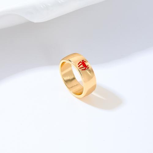 Cink Alloy Finger Ring, Pauk, pozlaćen, za žene & emajl, više boja za izbor, Prodano By PC