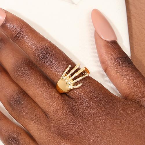 Zinc Alloy fingerring, Hand, forgyldt, for kvinde, flere farver til valg, Solgt af PC