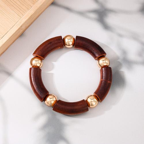 Zinc Alloy Bangle with Wood plated for woman brown Sold By PC