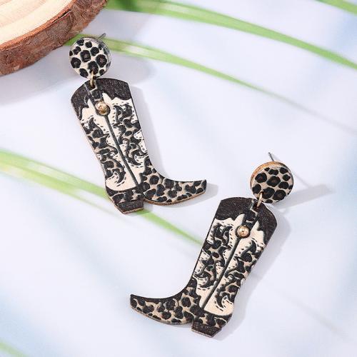 Lo zinco in lega Stud Earring, lega in zinco, with legno, Scarpe, placcato, per la donna, colore originale, Venduto da coppia