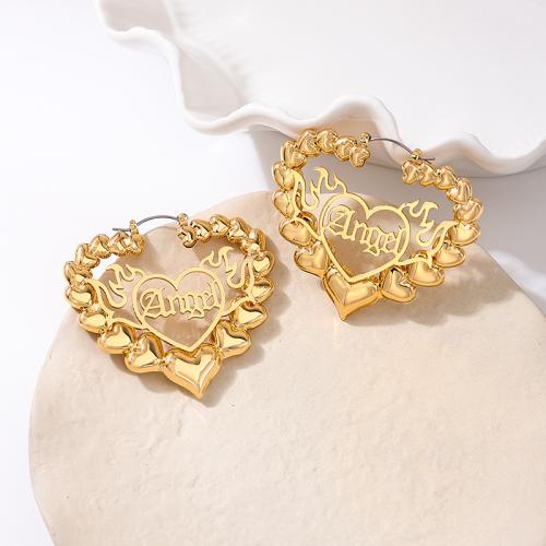 Zinc Alloy Drop Earrings Heart plated for woman gold Sold By Pair