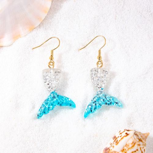 Zinc Alloy Drop Earrings with Resin plated for woman blue Sold By Pair