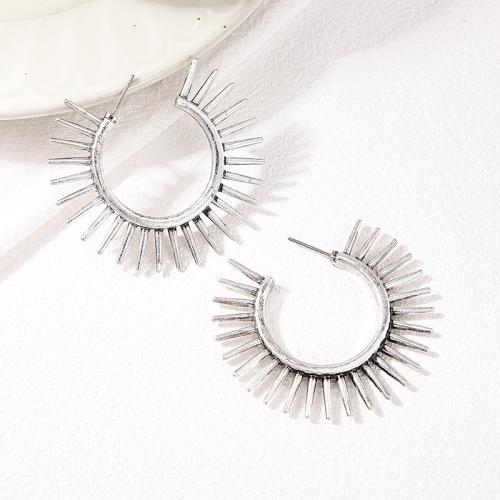 Zinklegering oorknoppen, Zinc Alloy, plated, voor vrouw, zilver, Verkocht door pair