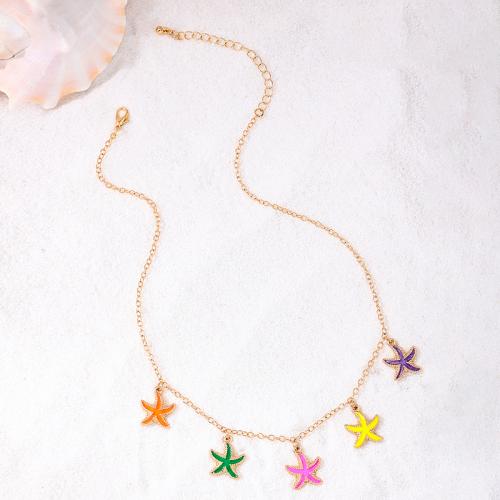 Zinc Alloy Jewelry Necklace Starfish plated for woman & enamel Sold By PC