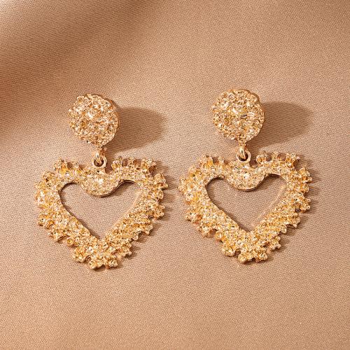 Øremærkning af zinklegeret stud, Zinc Alloy, Heart, forgyldt, for kvinde, guld, Solgt af par