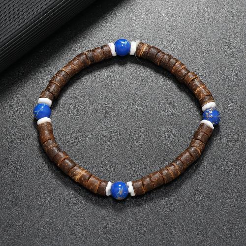 Coconut Bracelet with Gemstone handmade & for man Sold By PC