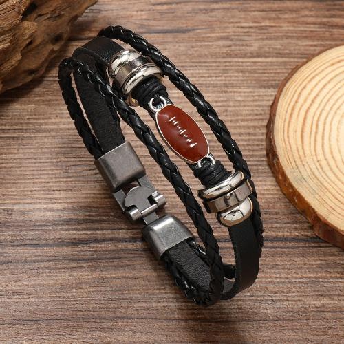 PU Leather Cord Bracelets with Zinc Alloy plated & for man Sold By PC